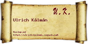 Ulrich Kálmán névjegykártya